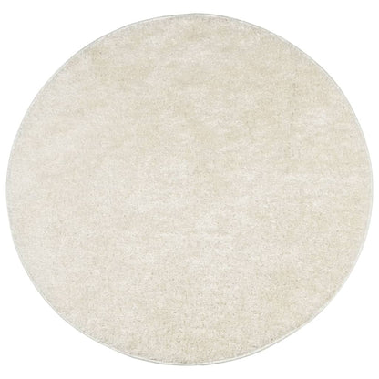 Vidaxl Alfombra Pelo Largo Aspecto Brillante Istan Crema Ø 80 Cm_0