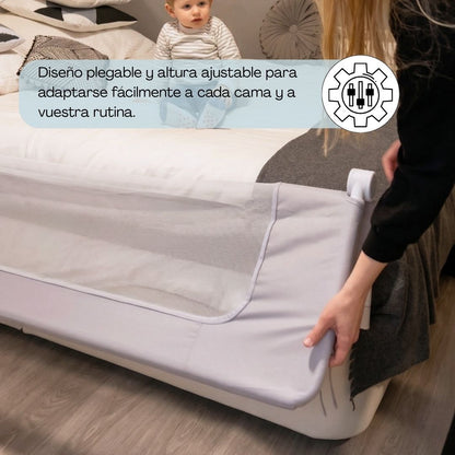 Barandilla De Cama Infantil 180 Cm – Altura Ajustable, Sistema Abatible, Malla Transpirable, Seguridad Anticaídas Bathby_1
