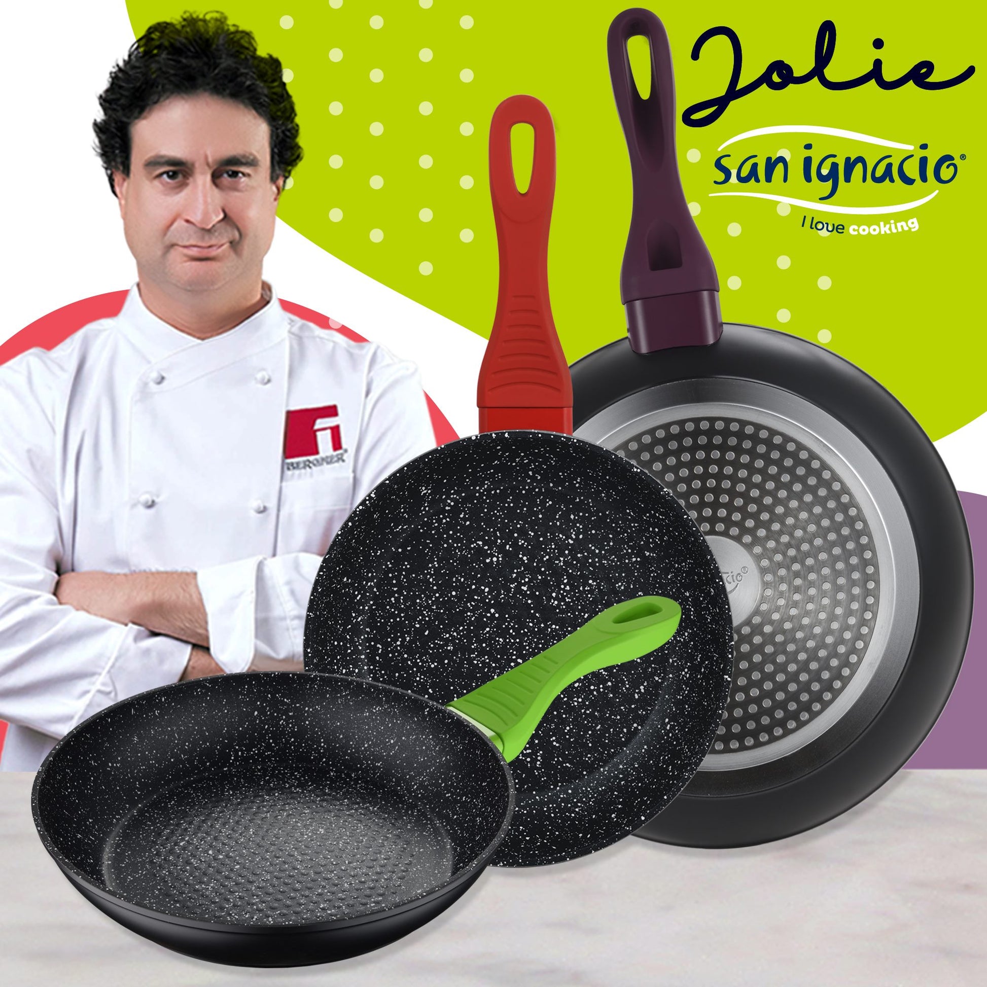 Juego De 3 Sartenes (18,22,26 Cm) En Aluminio Forjado Con 3 Utensilios De Cocina Colección Jolie_1