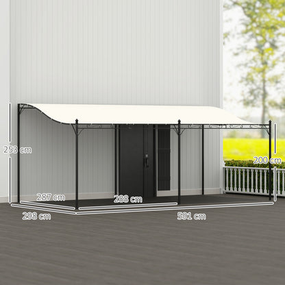Outsunny Pérgola De Jardín 6x3 M Con Techo De Poliéster Impermeable Crema_2