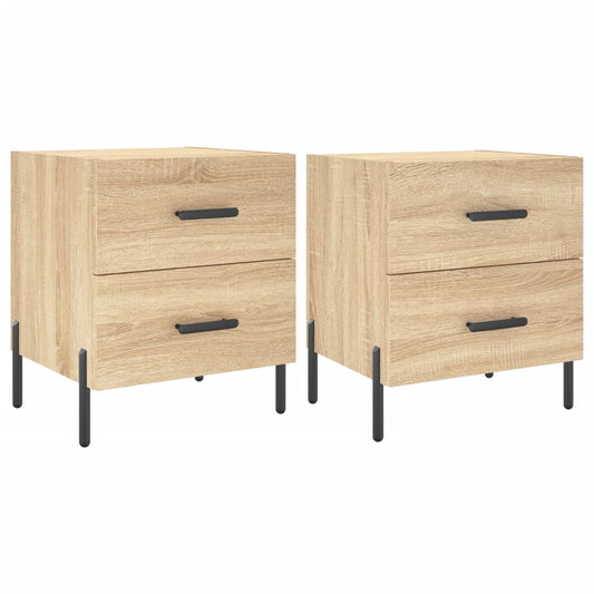 Mesita Noche 2 Uds Madera Ingeniería Roble Sonoma 40x35x47,5 Cm_0