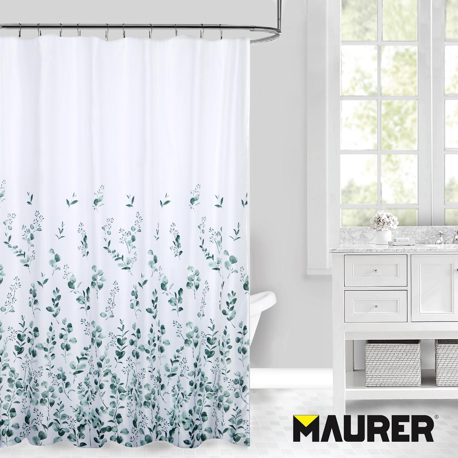 Cortina Ducha Tela Flores 180 X 200 Cm. Cortina Baño, Cortina Tela Impermeable Con Anillas_2