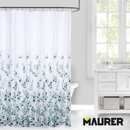 Cortina Ducha Tela Flores 180 X 200 Cm. Cortina Baño, Cortina Tela Impermeable Con Anillas_2
