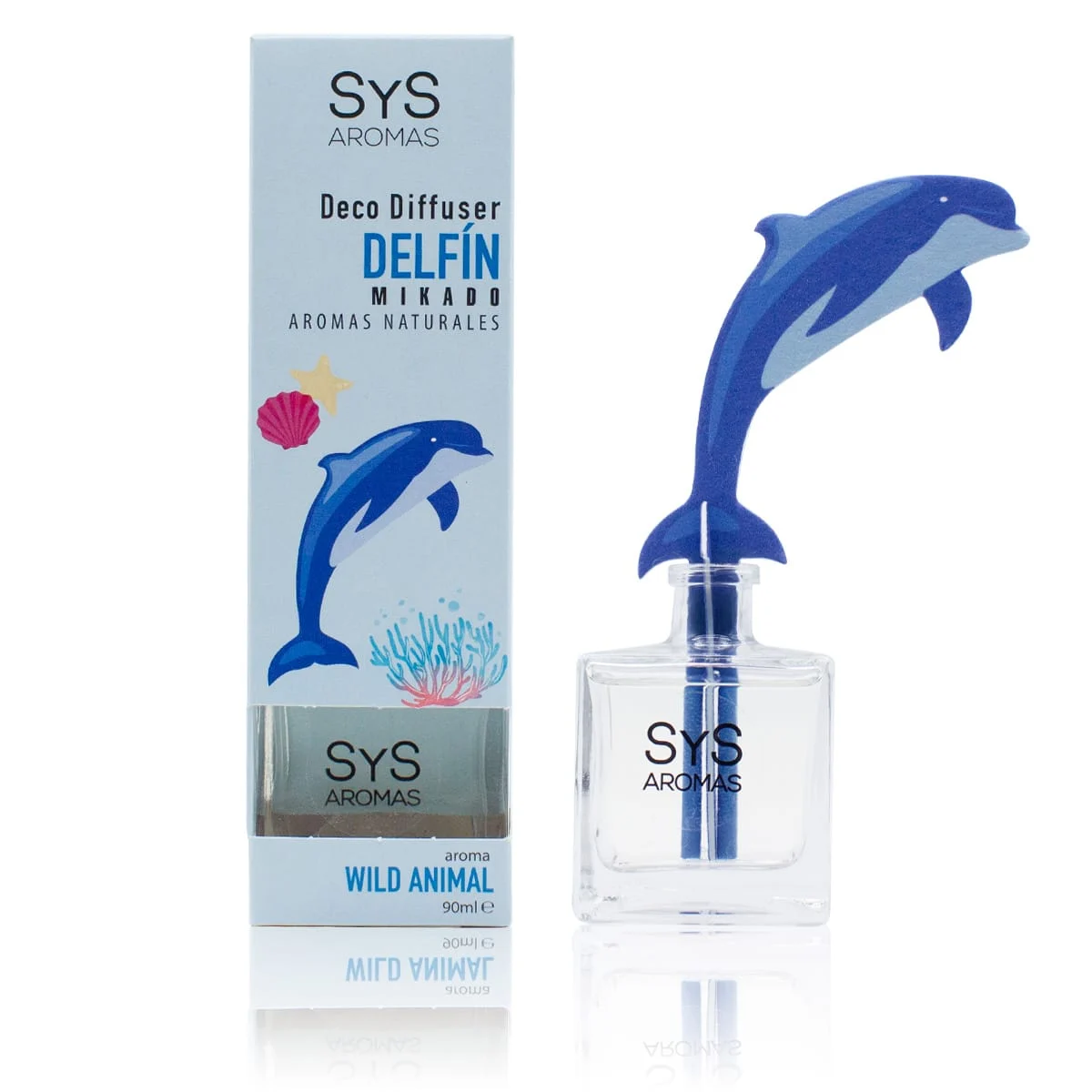 Difusor de Varillas Delfín Wild Animal 90 ml | Aroma Fresco y Natural | Mikado Decorativo | Ambiente Infantil_0