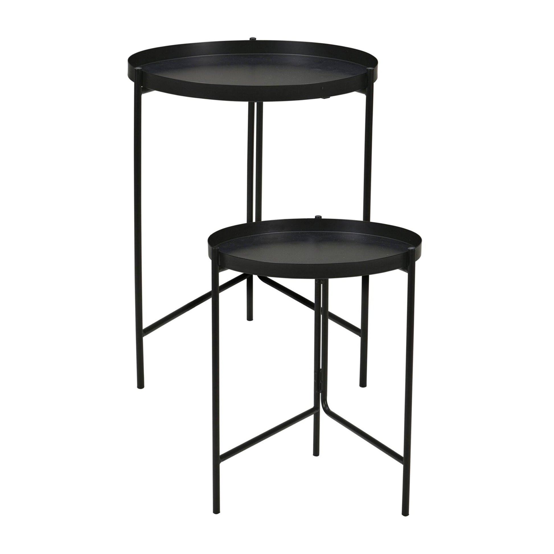 Well Home Juego De 2 Mesas Auxiliares Redondas En Metal Negro Ø31 Ø36cm_0