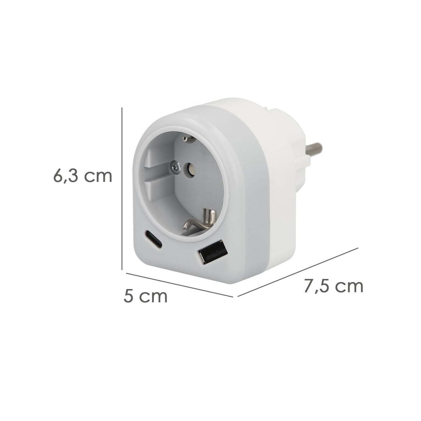 Enchufe / Adaptador Schuko Con 2 Tomas, Usb A / C. Potencia Maxima 3680 W. Cargador Moviles, Cargador 2 Tomas, Adaptador Moviles_1