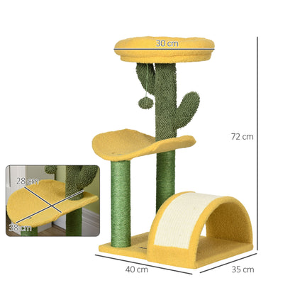 Pawhut Árbol Rascador Para Gatos Con Cama Poste De Sisal Rascadora 40x35x72 Cm_2
