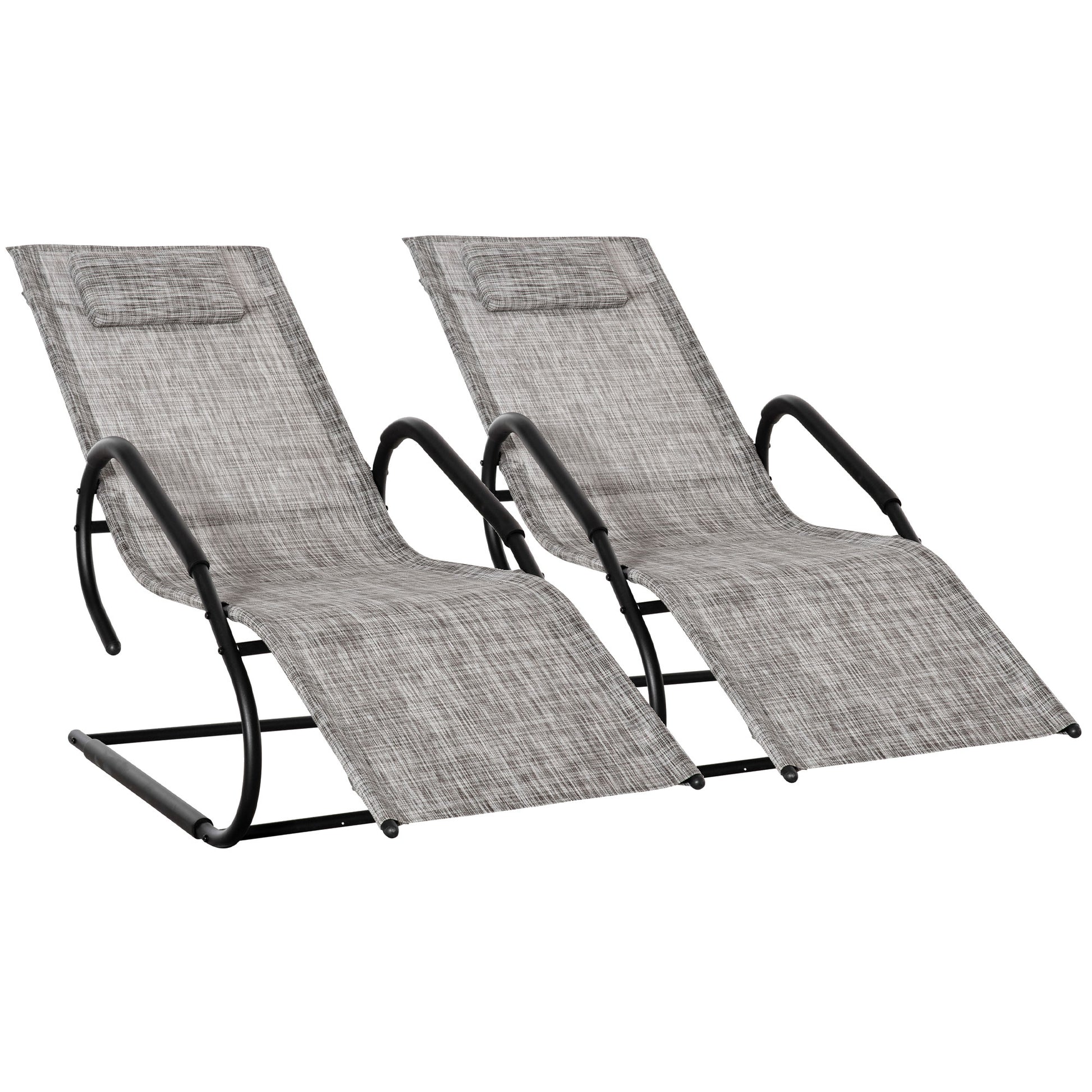 Outsunny Juego De 2 Tumbonas De Jardín Relax Con Reposapiés 160x59,5x83 Cm Gris_0
