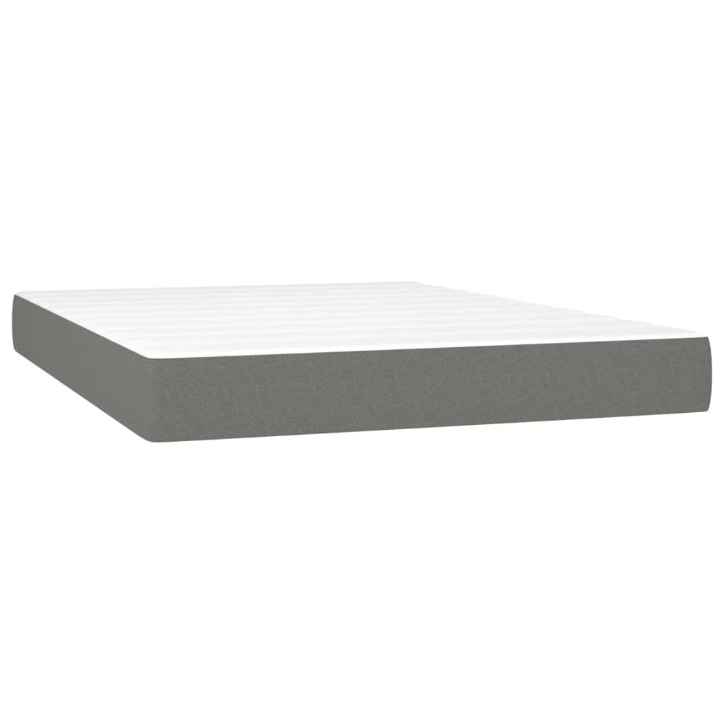 Cama Box Spring Con Colchón Y Led Tela Gris Oscuro 140x190 Cm / Vetonek_3