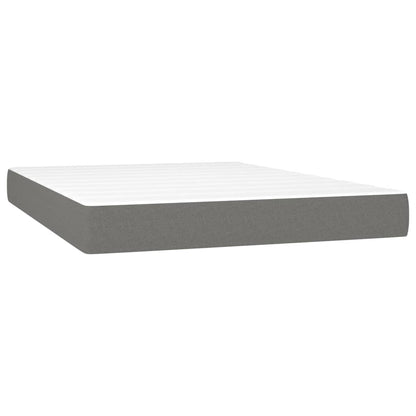 Cama Box Spring Con Colchón Y Led Tela Gris Oscuro 140x190 Cm / Vetonek_3