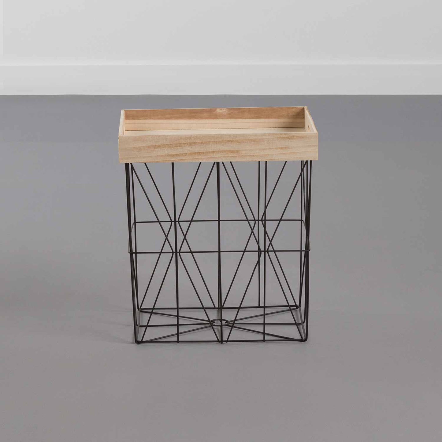 Mesita Auxiliar Rectangular Tray Beige/negro 47x41,5x32cm Thinia Home_1