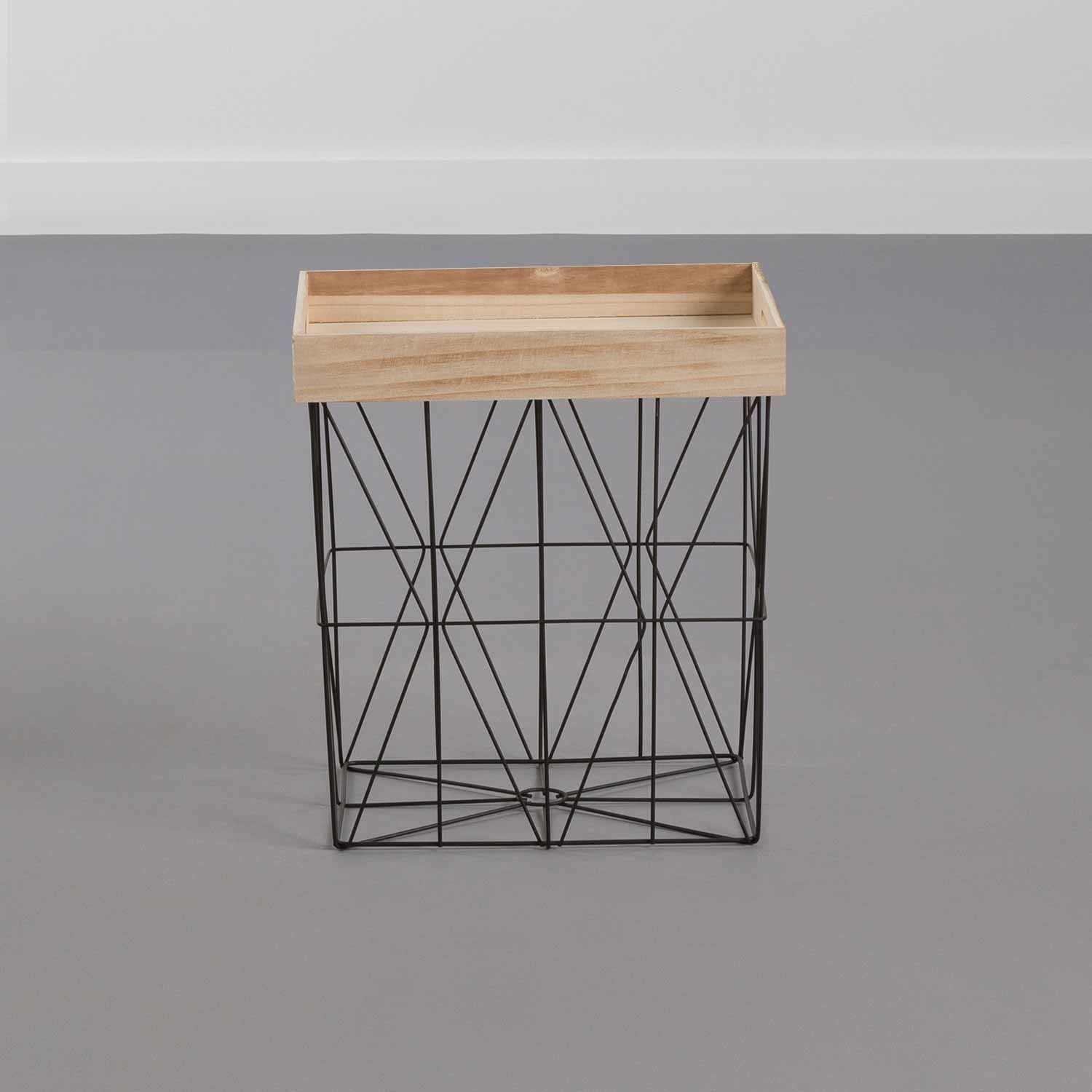 Mesita Auxiliar Rectangular Tray Beige/negro 47x41,5x32cm Thinia Home_1