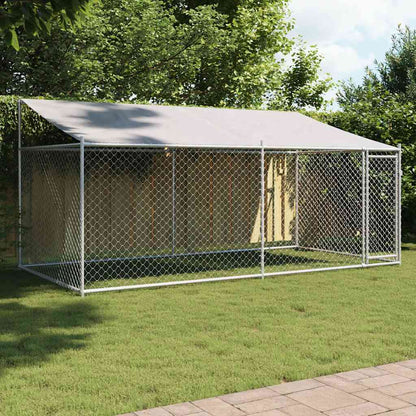 Jaula De Perros Techo Y Puerta Acero Galvanizado Gris 4x2x2 M_1