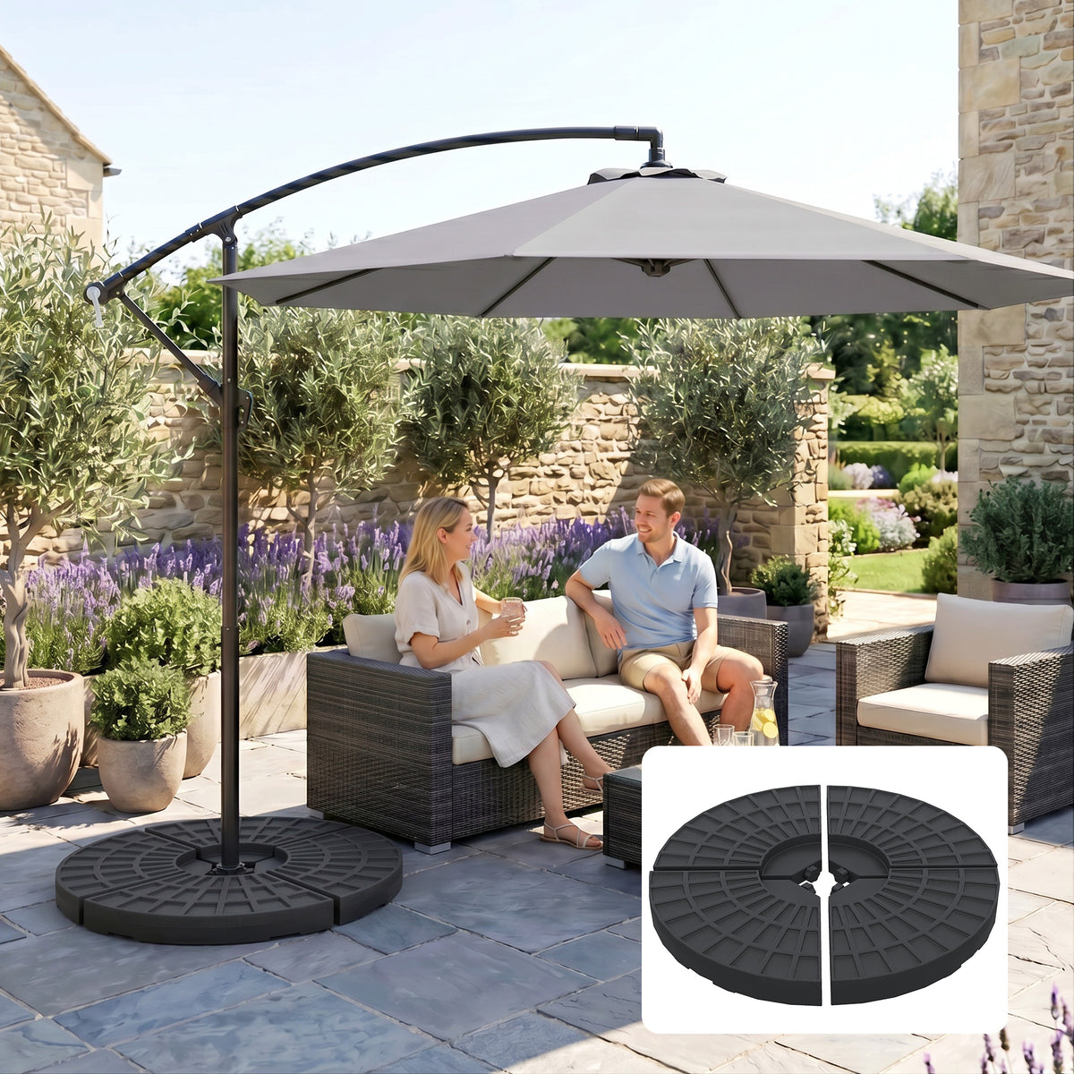 Outsunny Peso Para Base De Sombrilla De 4 Piezas Para Base Cruzada Negro_3