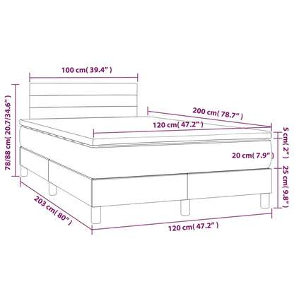 Cama Box Spring Con Colchón Tela Y Led Gris Claro 120x200 Cm / Vetonek_3