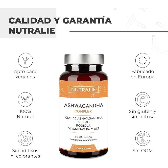 Ashwagandha com Vitamina B6 e B12 Nutralie 60 Cápsulas
