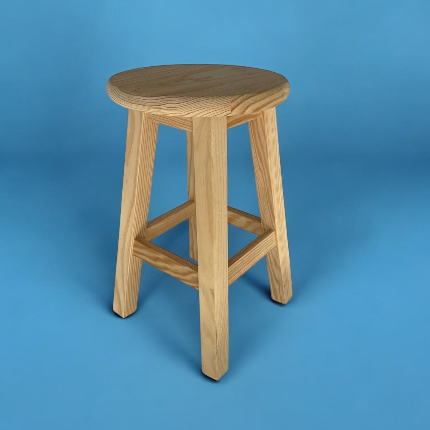 Well Home Taburete de Madera Maciza Redondo Color Natural (29 x 29 x 50 cm)_2