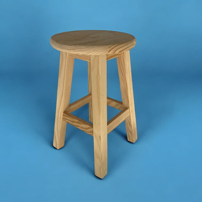 Well Home Taburete de Madera Maciza Redondo Color Natural (29 x 29 x 50 cm)_2
