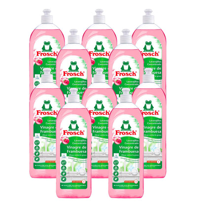 Embalagem de 10 detergentes para máquina de lavar louça Frosch framboesa 750 ml