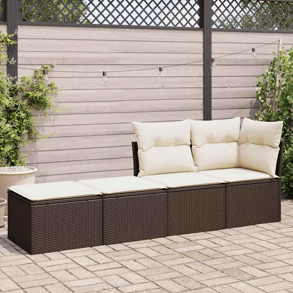 Set Sofás Jardín Y Cojines 2 Pzas Ratán Sintético Acacia Marrón / Vetonek_5