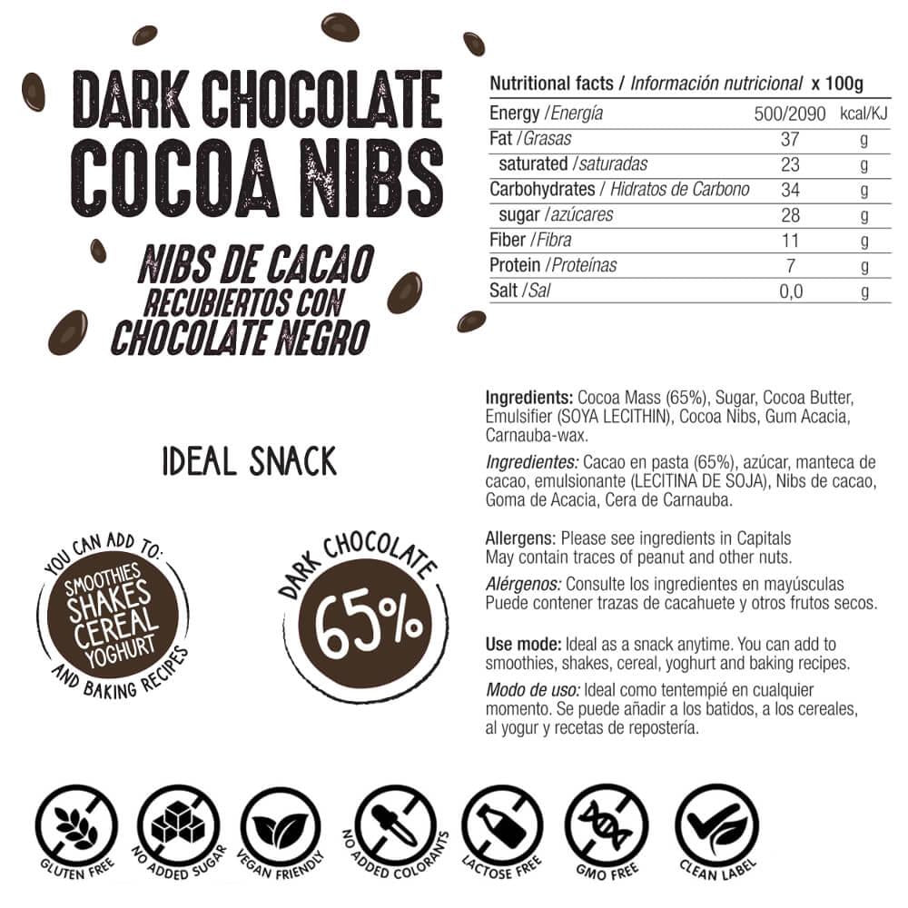 NIBS COBERTOS DE CHOCOLATE: (1 kg) Embalagem XXL