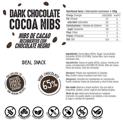 NIBS COBERTOS DE CHOCOLATE: (1 kg) Embalagem XXL