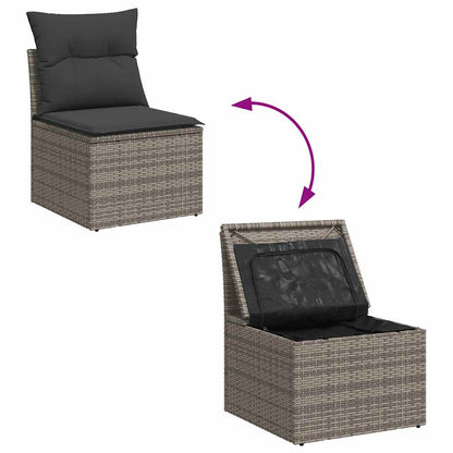Set De Sofás De Jardín 7 Pzas Con Cojines Ratán Sintético Gris / Vetonek_3