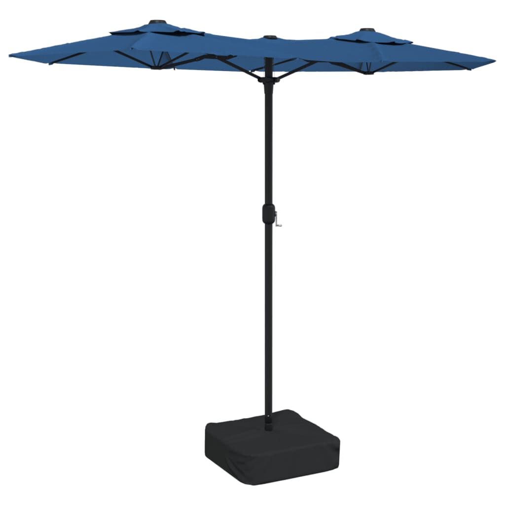 Vidaxl Sombrilla Doble De Jardín Azul Celeste 316x145 Cm_0