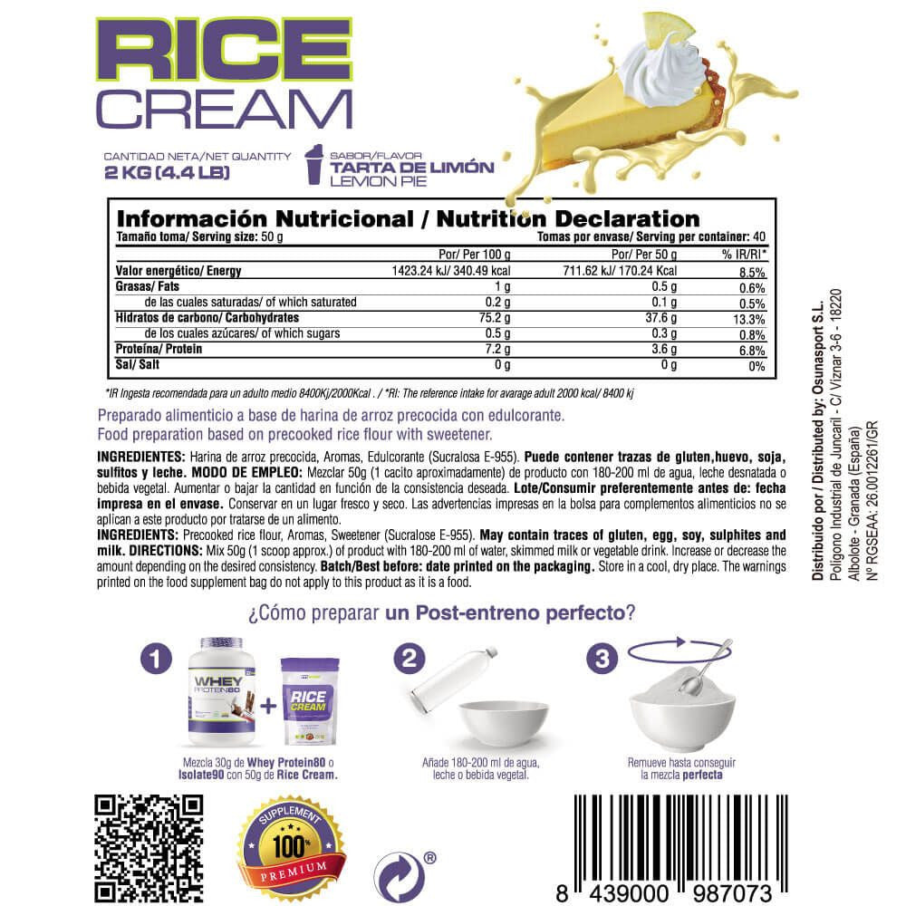 Rice Cream (crema De Arroz Pregelatinizada) - 2kg - Pastel De Limón - Fuente De Carbohidratos De Buena - Masmusculo Supp_4