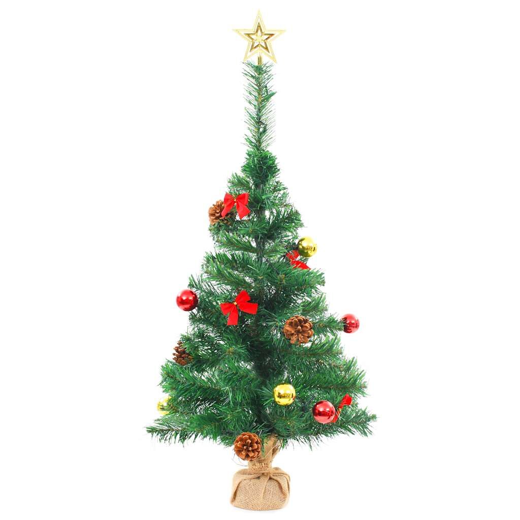 Vidaxl Árbol De Navidad Preiluminado Con Luces Y Bolas Verde 64 Cm_3
