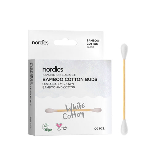 Cotonetes de bambu e algodão orgânicos Nordics, 100 unidades