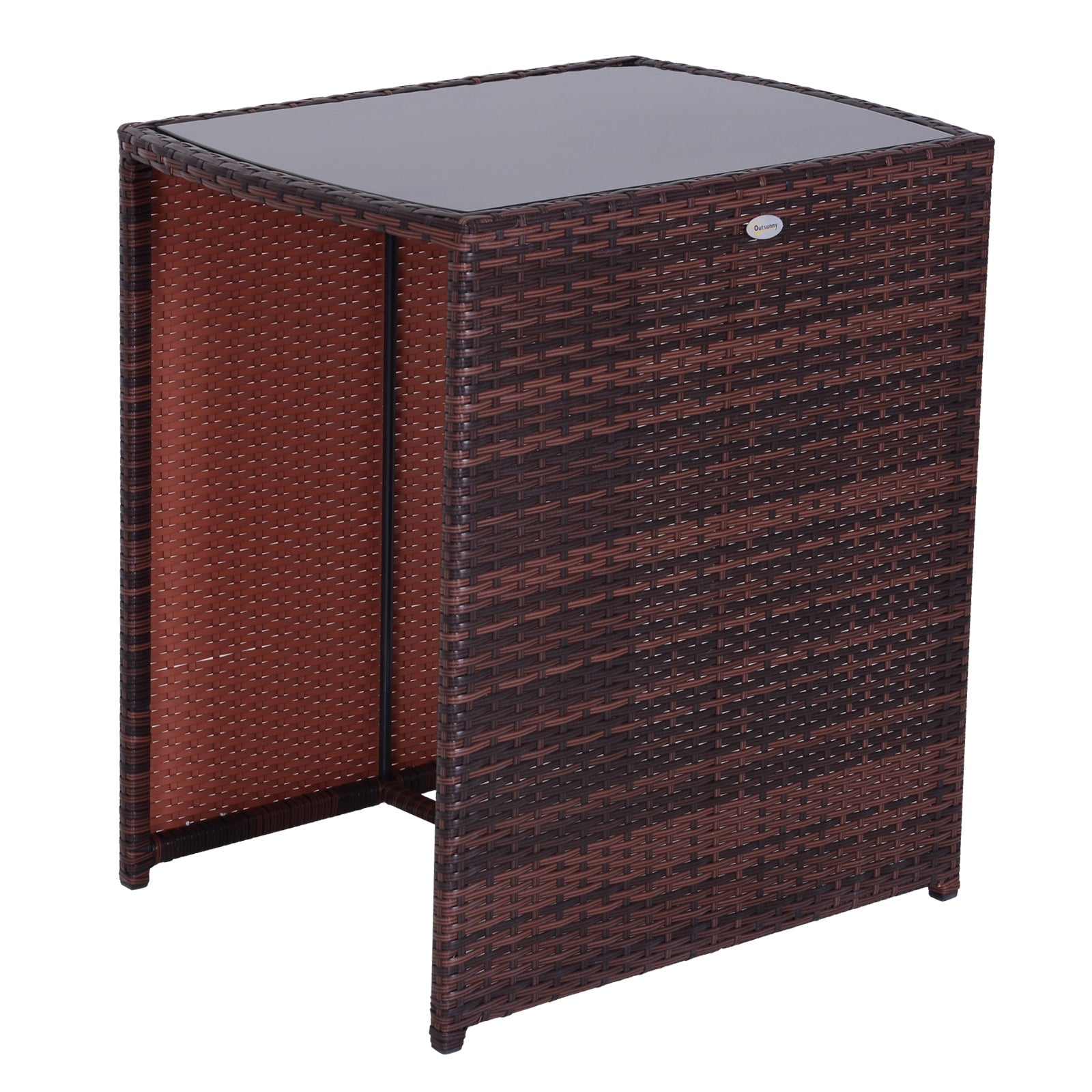 Outsunny Conjunto 1 Mesa Y 2 Sillas Mueble Mimbre Ratan Jardin Terraza Exterior_3