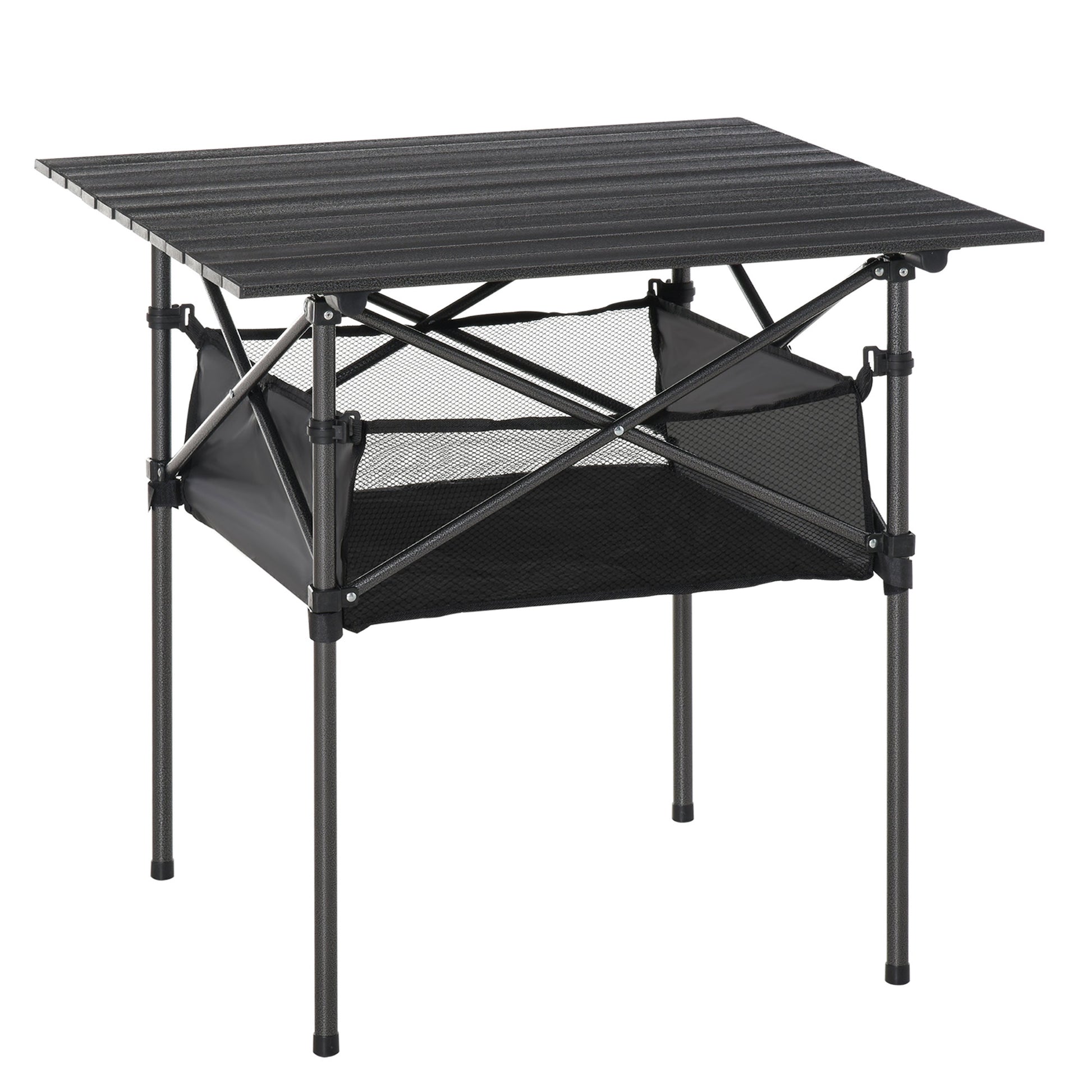 Outsunny Mesa De Camping Plegable Con Almacenaje De Malla Bolsa De Transporte_0