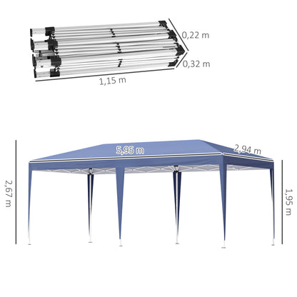 Outsunny Carpa Plegable 6x3 M Con Altura Ajustable En 3 Niveles Azul_2