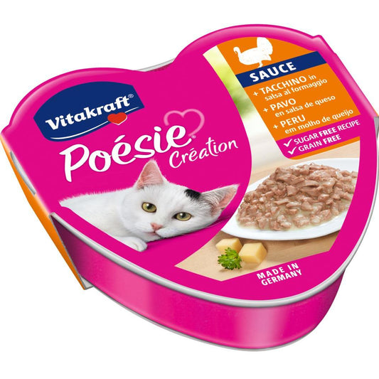 Vitakraft Latita Poésie com molho de peru em molho de queijo 85 g comida húmida para gatos