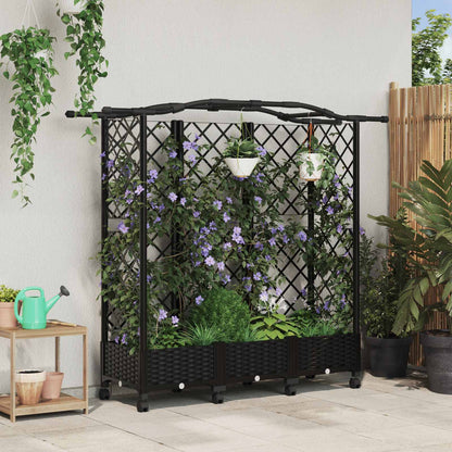 Cama Elevada Con Trellis Y Techo Negro 163 X 40 X 129 Cm Pp_1