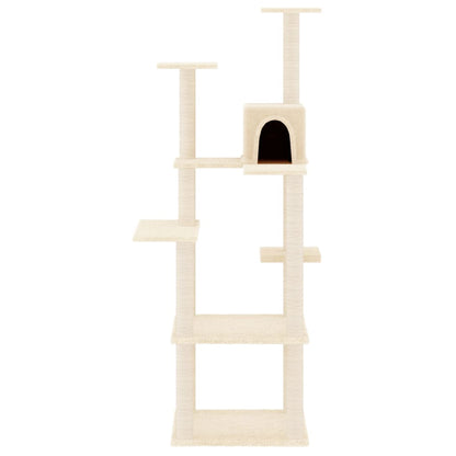 Rascador Para Gatos Con Postes De Sisal Crema 153 Cm_2