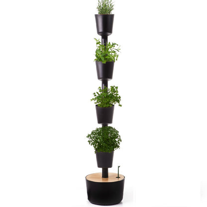 Huerto Vertical De Interior Citysens 4 Macetas Con Autorriego Y Semillas Aromáticas– Negro, Polipropileno 100% Reciclado_0