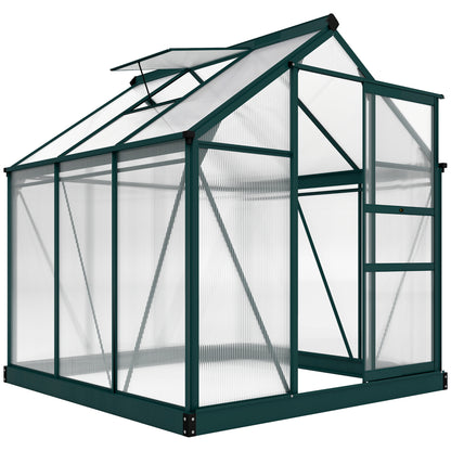 Outsunny Invernadero De Jardín 2x2 M Policarbonato Aluminio Protección Uv30_0