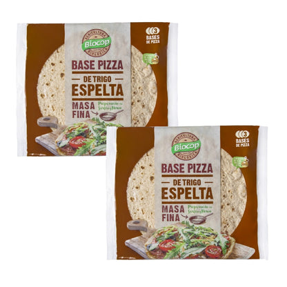 Embalagem de 2x Base de Pizza de Espelta de Massa Fina Biocop (3 bases) 390 g