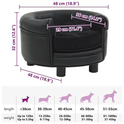 Vidaxl Sofá Para Perros Felpa Y Cuero Sintético Negro 48x48x32 Cm_2