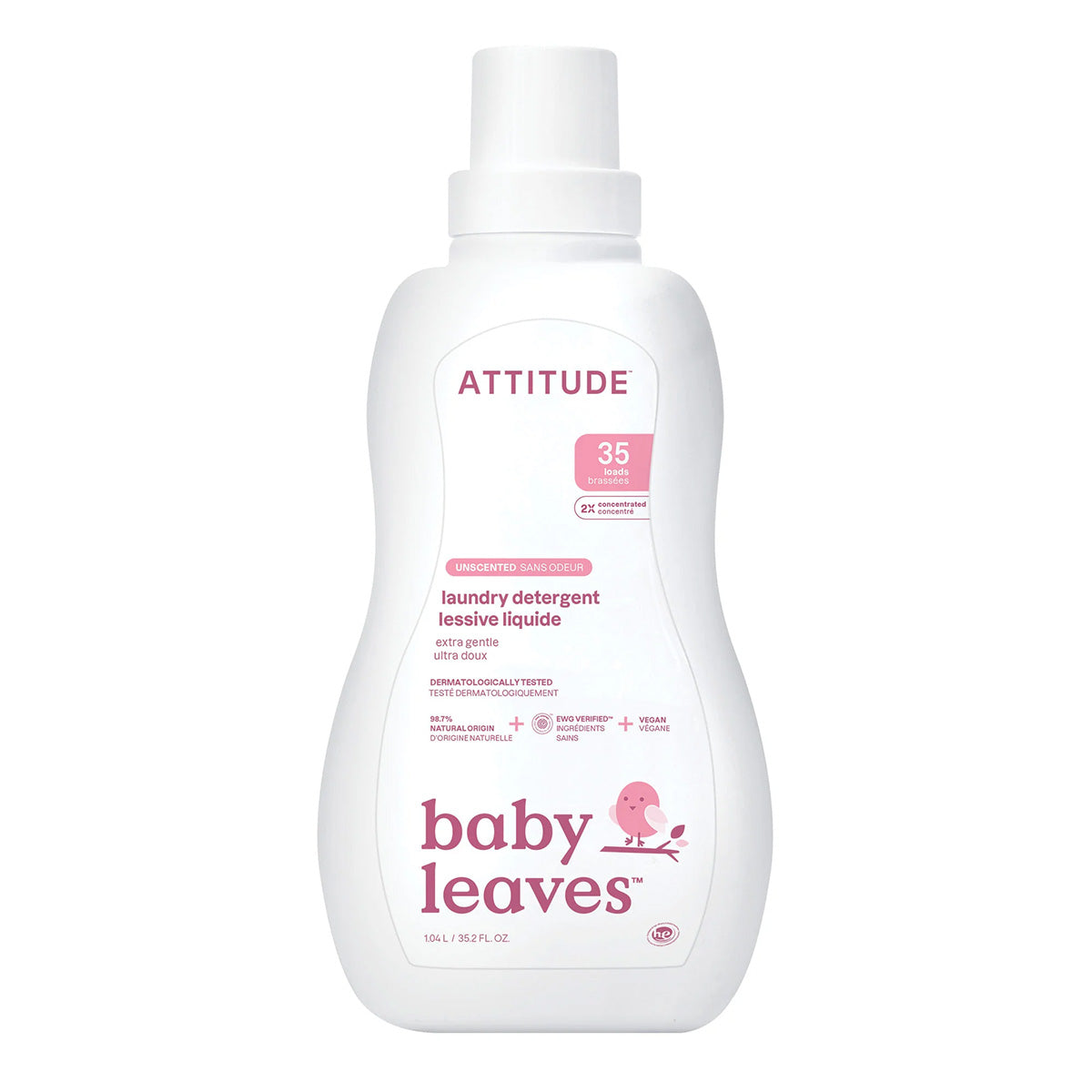 Detergente líquido sem perfume para máquina de lavar roupa Attitude 1,04 L