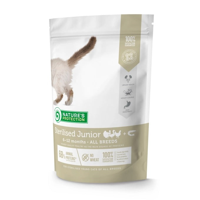 Nature's Protection Cat Sterilised Junior Poultry & Krill Food para gatos jovens castrados 400 g