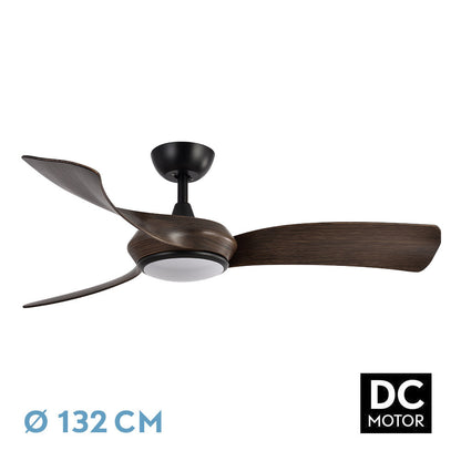 Ventilador Dc Cerdeña 30w 2950lm Negro/roble 3 Aspas 3000k-6000k Reg. Intensidad C/remoto, Timer, Mem._0