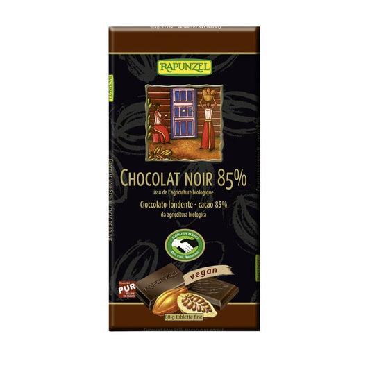 Barra de chocolate Rapunzel 85% cacau, 80 g