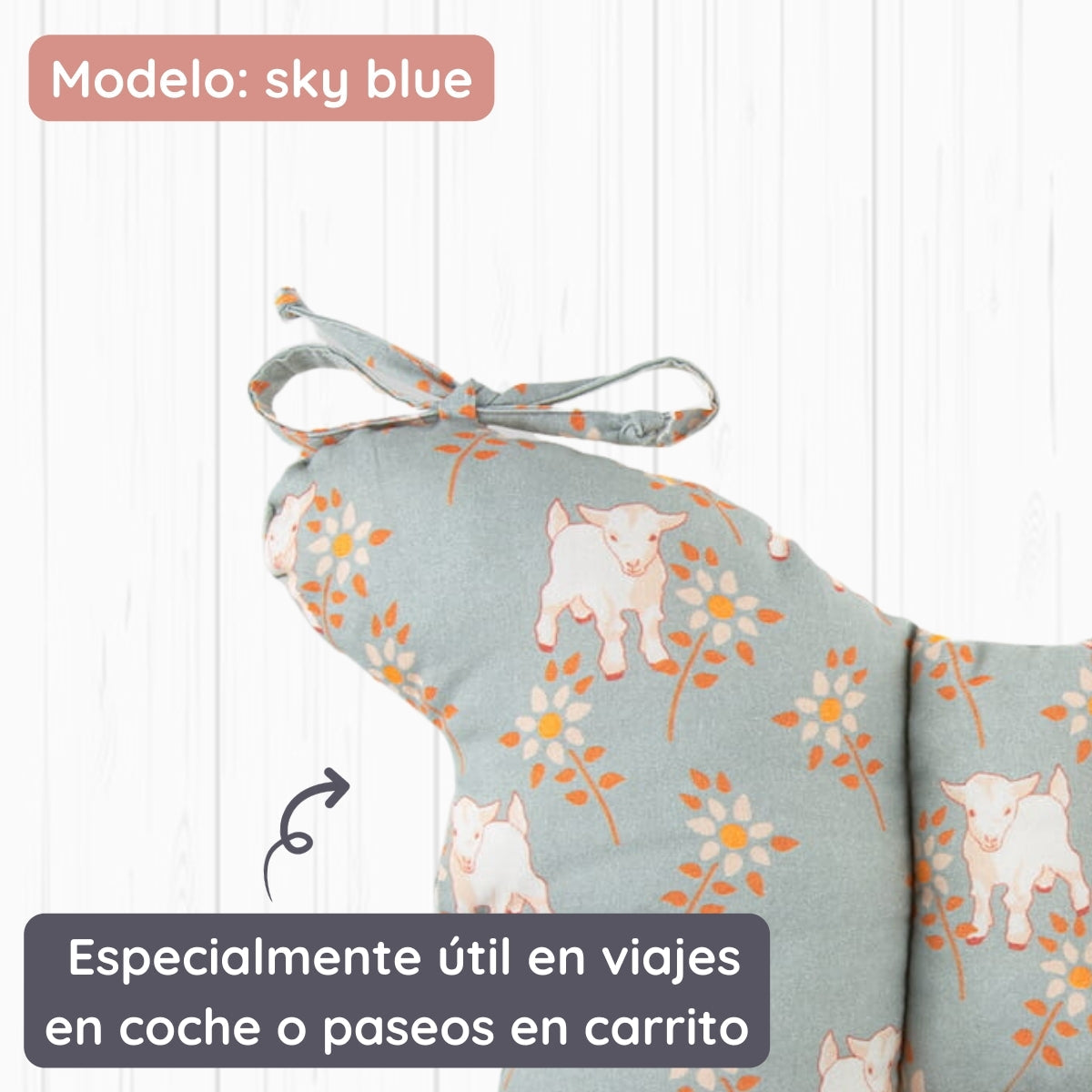 Almohada Para Bebés Antichoque Mariposa Sky Blue_1