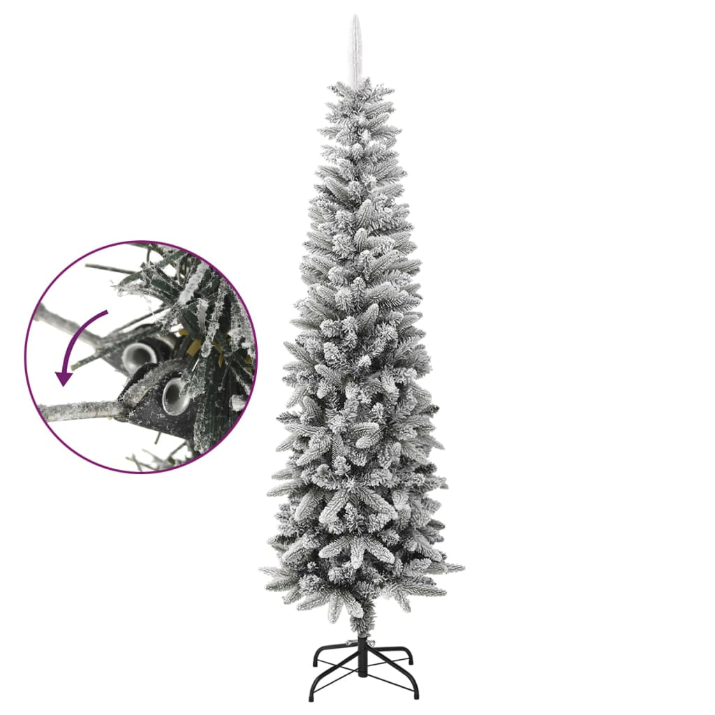 Vidaxl Árbol De Navidad Artificial Estrecho Con Nieve Pvc Y Pe 210 Cm_1