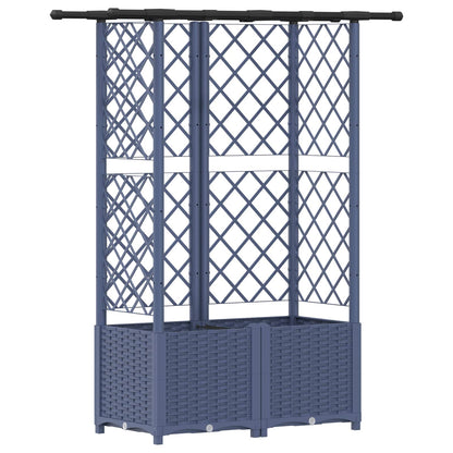 Cama Elevada Con Trellis Y Techo Gris 124 X 40 X 136 Cm Pp_0