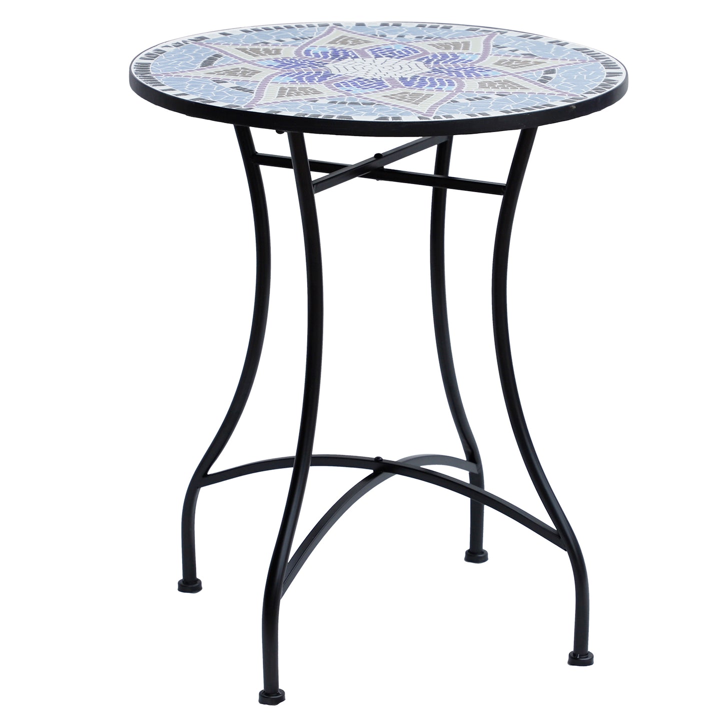 Outsunny Mesa De Jardín Redonda Con Encimera De Mosaico Decorativo Ø60x71 Cm_0