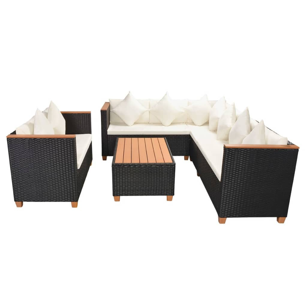 Vidaxl Set Muebles De Jardín 5 Piezas Y Cojines Ratán Sintético Negro_0